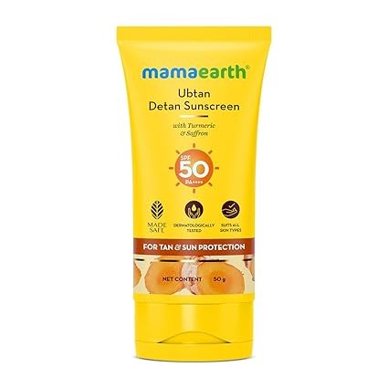 Mamaearth Ubtan Detan Sunscreen with SPF 50 & PA++++ - 50 gm