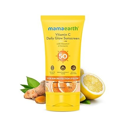 Mamaearth Vitamin C Daily Glow SPF 50 Sunscreen with PA+++ - 50 gm