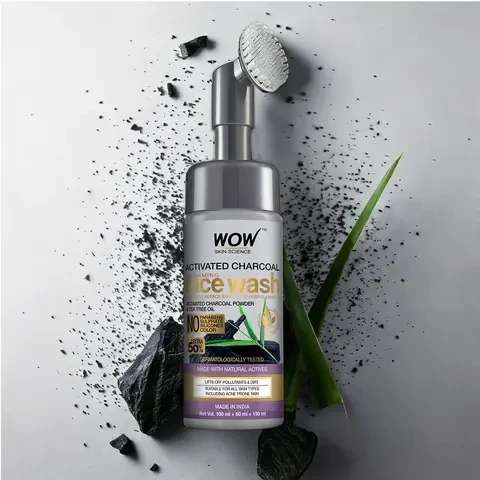Activated Charcoal Face Wash - 150 ML (With built-in face brush)